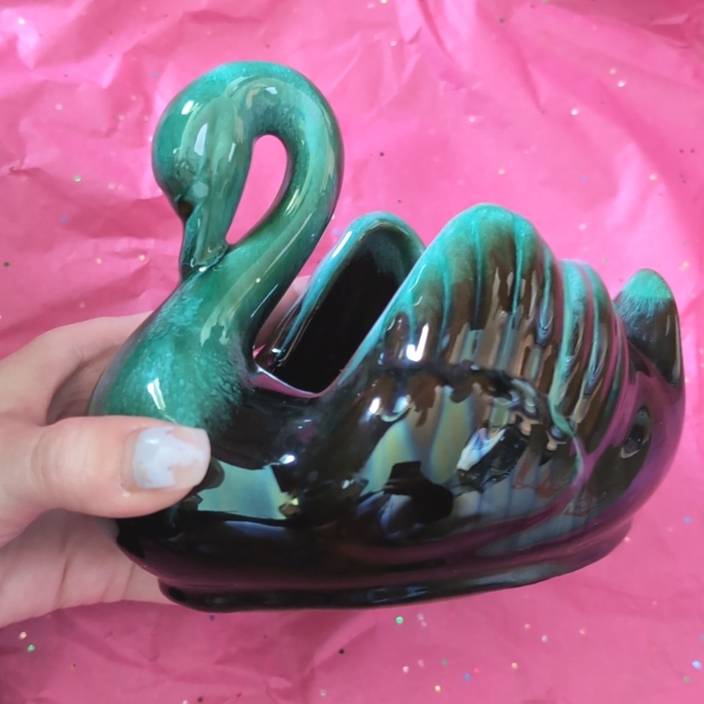 Blue Mountain Pottery Swan Planter Bowl Canada Vintage